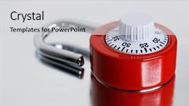  Presentation with combination lock - Cool new presentation theme with image of red combination lock backdrop and a light gray colored foreground
