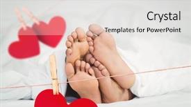  Presentation with human heart blue and red - Amazing PPT layouts having image of red hanging heart backdrop and a  colored foreground