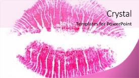  Presentation with lips - Audience pleasing theme consisting of image of red lips print backdrop and a lavender colored foreground