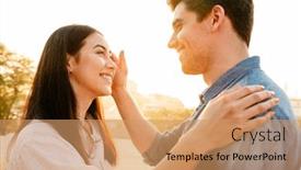  Presentation with multicultural - Theme with image-of-romantic-multicultural-couple background and a coral colored foreground