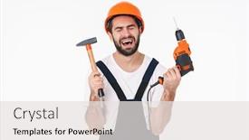  Presentation with drill - Presentation design enhanced with image-of-sad-young-man background and a white colored foreground