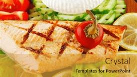  Presentation with lemon - PPT layouts having image-of-salmon-with-lemon background and a gold colored foreground