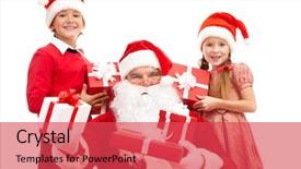  Presentation with christmas kids - Slide deck consisting of image of santa and happy kids holding christmas gifts background and a red colored foreground