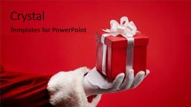  Presentation with santa - Slides enhanced with image of santa s hand background and a crimson colored foreground