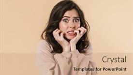  Presentation with camera - Amazing presentation design having image-of-scared-attractive-woman backdrop and a coral colored foreground