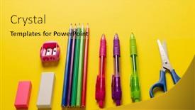  Presentation with tools - Presentation theme enhanced with image-of-school-drawing-tools background and a yellow colored foreground