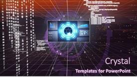  Presentation with scope - PPT theme consisting of image-of-scope-scanning background and a wine colored foreground