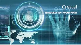  Presentation with data medical - Slides featuring image-of-scopes-scanning-biometric background and a teal colored foreground