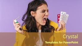  Presentation with purple wall - Colorful presentation theme enhanced with image-of-screaming-negative-sick backdrop and a tawny brown colored foreground