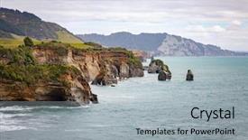  Presentation with sea shore - Audience pleasing slide deck consisting of image of sea shore rocks backdrop and a light gray colored foreground