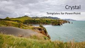  Presentation with minerals and rocks - PPT theme enhanced with image of sea shore rocks background and a lemonade colored foreground