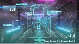  Presentation with digital image processing - Presentation design with image-of-security-padlock-over background and a ocean colored foreground