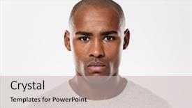  Presentation with isolated paw prints over white - Cool new presentation design with image of serious young african backdrop and a soft green colored foreground