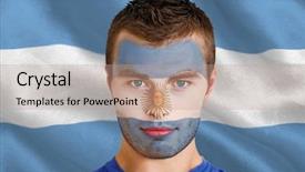  Presentation with composite - Presentation theme featuring image of serious young argentina background and a coral colored foreground