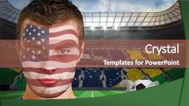  Presentation with football stadium - Slide deck with image of serious young usa background and a coral colored foreground