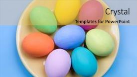  Presentation with eggs egg carton egg box - Colorful slides enhanced with image of several color eggs backdrop and a yellow colored foreground