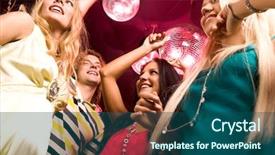  Presentation with disco - Slides consisting of image of several energetic students dancing at disco background and a ocean colored foreground