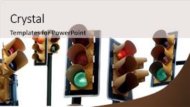  Presentation with kpi traffic light - Colorful presentation enhanced with image of several traffic lights backdrop and a lemonade colored foreground