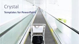  Presentation with elevator - PPT theme having image of shopping cart on the elevator background and a sky blue colored foreground