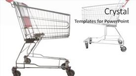  Presentation with shopping trolley - PPT layouts consisting of image of shopping trolley under the white background background and a white colored foreground