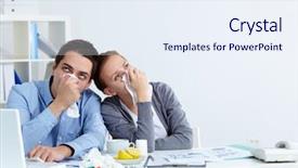  Presentation with partners - Slide deck featuring image of sick business partners background and a sky blue colored foreground