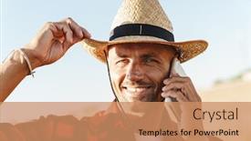  Presentation with cereal - PPT theme featuring image-of-smiling-adult-man background and a coral colored foreground