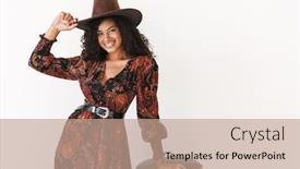  Presentation with cowgirl - Presentation with image-of-smiling-african-american background and a coral colored foreground