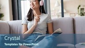  Presentation with writing notes - Slide deck featuring image-of-smiling-asian-woman background and a ocean colored foreground