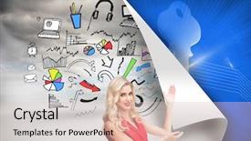  Presentation with composite - Beautiful PPT theme featuring image of smiling attractive blonde backdrop and a  colored foreground