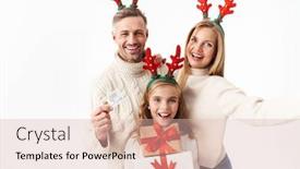  Presentation with antlers - Presentation enhanced with image-of-smiling-family background and a lemonade colored foreground