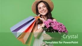  Presentation with straw - Theme enhanced with image-of-smiling-pretty-woman background and a ocean colored foreground