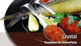  Presentation with caviar - PPT theme enhanced with image-of-smoked-mackerel background and a tawny brown colored foreground