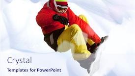  Presentation with skating - Beautiful slides featuring image of snowboarder skating down mountain side backdrop and a sky blue colored foreground