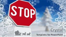  Presentation with santa sleigh - Presentation design consisting of image-of-snowflakes-over-stop background and a light gray colored foreground