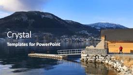  Presentation with norway - Theme enhanced with image-of-sogndalsfjora-city background and a ocean colored foreground