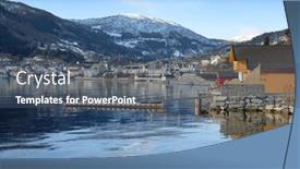  Presentation with norway - Presentation design featuring image-of-sogndalsfjora-city background and a ocean colored foreground