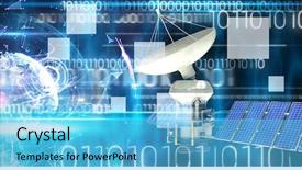  Presentation with solar satellite - Amazing theme having image of solar powered satellite backdrop and a light blue colored foreground