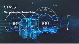  Presentation with automotive - Presentation design enhanced with image-of-speedometer-over-truck background and a tawny brown colored foreground