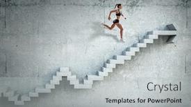  Presentation with upstairs - Presentation theme featuring image-of-sport-woman-walking background and a light gray colored foreground