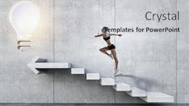  Presentation with upstairs - Amazing slide set having image-of-sport-woman-walking backdrop and a light gray colored foreground