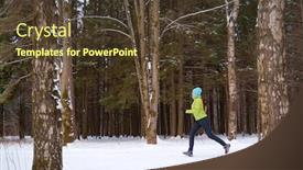  Presentation with forest winter - Presentation enhanced with image of sportswoman running in winter forest background and a tawny brown colored foreground