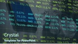  Presentation with technology economy - Slide set featuring image-of-stock-market-data background and a tawny brown colored foreground
