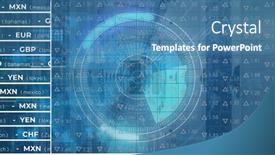  Presentation with scope - Slide deck featuring image-of-stock-market-over background and a teal colored foreground