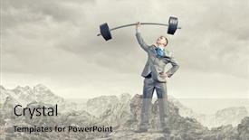  Presentation with kids jumping and lifting hand - Presentation consisting of image of strong businessman lifting background and a soft green colored foreground