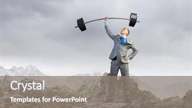  Presentation with kids jumping and lifting hand - Slide deck with image of strong businessman lifting background and a  colored foreground