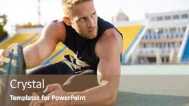  Presentation with stretching - Slide set featuring sports ground while doing background and a tawny brown colored foreground