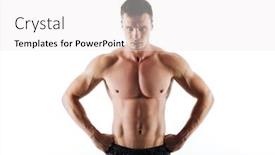  Presentation with standing strong - Presentation with image of strong serious handsome young sportsman standing isolated over white background and posing looking camera background and a white colored foreground