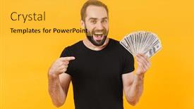  Presentation with basic - Colorful presentation theme enhanced with image-of-successful-man-wearing backdrop and a gold colored foreground