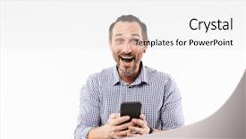  Presentation with camera - Cool new PPT theme with image of surprised emotional adult backdrop and a white colored foreground