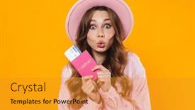  Presentation with kiss - Presentation design enhanced with image-of-surprised-woman background and a gold colored foreground